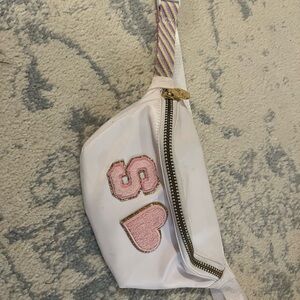 TARGET COLLAB White Fanny Pack with Pink Initial & Heart Patches